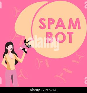 Texte montrant inspiration Spam Bot. Mot écrit sur un programme autonome sur Internet qui envoie du spam aux utilisateurs Banque D'Images