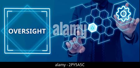 Légende de la présentation du système de surveillance. Approche d'affaires regarder organiser le travail pour s'assurer qu'il est fait correctement Banque D'Images