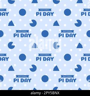 Pi Day Seamless Pattern Design avec constantes mathématiques ou Pie cuite dans le modèle dessin main dessin dessin dessin dessin à plat de dessin animé Banque D'Images