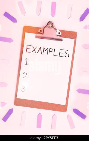 Légende de texte présentant des exemples. Photo de présentation de l'entreprise exemple de modèle à suivre Guide Explication par exemple Banque D'Images