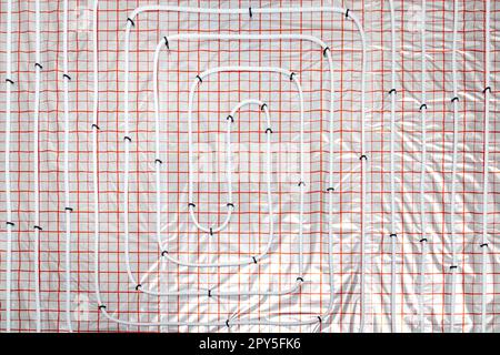 chauffage au sol dans la chambre sur le chantier. arrière-plan et fond d'écran Banque D'Images