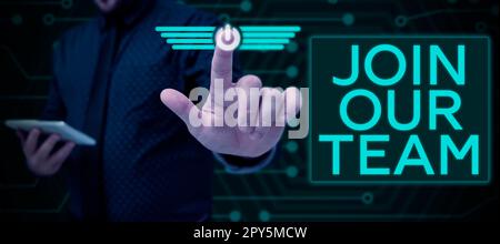 Écrire afficher du texte Joignez-vous à notre équipe. Mot pour Allied Associate travailler avec nous nouvel employé embauché enlist Banque D'Images