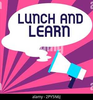 Affiche indiquant le déjeuner et apprendre. Mot écrit sur avoir repas et étudier la motivation pour l'éducation apprendre manger Banque D'Images