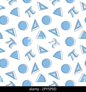 Pi Day Seamless Pattern Design avec constantes mathématiques ou Pie cuite dans le modèle dessin main dessin dessin dessin dessin à plat de dessin animé Banque D'Images