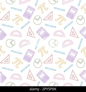 Pi Day Seamless Pattern Design avec constantes mathématiques ou Pie cuite dans le modèle dessin main dessin dessin dessin dessin à plat de dessin animé Banque D'Images