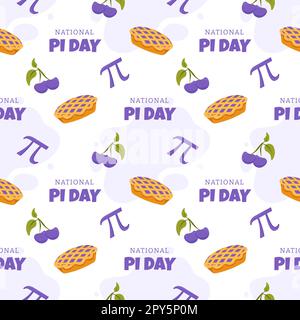 Pi Day Seamless Pattern Design avec constantes mathématiques ou Pie cuite dans le modèle dessin main dessin dessin dessin dessin à plat de dessin animé Banque D'Images