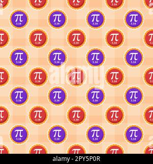 Pi Day Seamless Pattern Design avec constantes mathématiques ou Pie cuite dans le modèle dessin main dessin dessin dessin dessin à plat de dessin animé Banque D'Images