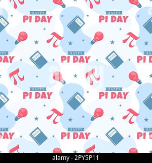 Pi Day Seamless Pattern Design avec constantes mathématiques ou Pie cuite dans le modèle dessin main dessin dessin dessin dessin à plat de dessin animé Banque D'Images