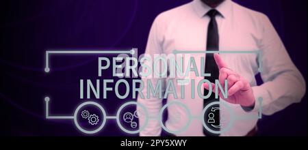 Affiche affichant les informations personnelles. Présenter des informations enregistrées sur une personne identifiable Banque D'Images