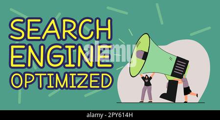 Légende de texte présentant le moteur de recherche optimisé. Aperçu de l'entreprise maximiser le nombre de visiteurs d'un site Web Banque D'Images
