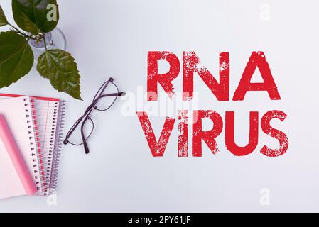 Affichage conceptuel virus ARN. Vitrine d'affaires une information génétique de virus est stockée sous forme d'ARN Banque D'Images