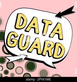 Légende conceptuelle Data Guard. Concept signification gérer les bases de données pour survivre aux sinistres et à la corruption des données Banque D'Images