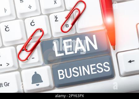 Affichage conceptuel Lean Business. Amélioration des idées commerciales de réduction des déchets sans sacrifier la productivité Banque D'Images