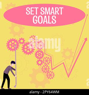 Légende conceptuelle définir des objectifs intelligents. Mot pour établir des objectifs réalisables faire de bons plans d'affaires Banque D'Images