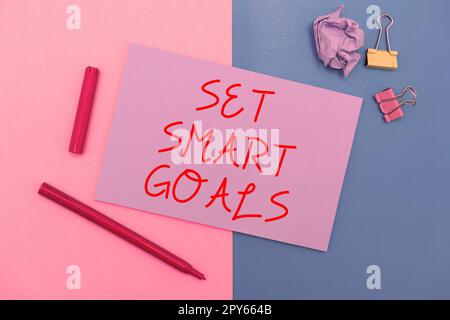 Légende conceptuelle définir des objectifs intelligents. Photo conceptuelle établir des objectifs réalisables Créer de bons plans d'affaires Banque D'Images