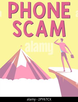 Affiche indiquant Phone Scam. Concept d'entreprise recevoir des appels indésirables pour promouvoir des produits ou des services télévente Banque D'Images