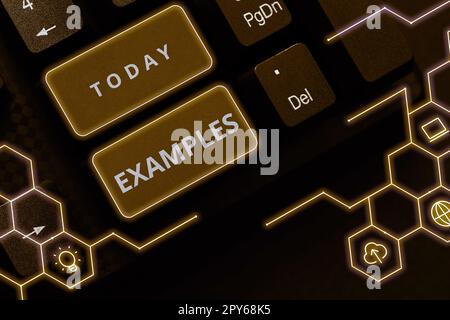 Légende de texte présentant des exemples. Exemple de modèle de photo de vitrine commerciale à suivre Guide Explication par exemple Banque D'Images