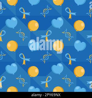 Journée mondiale du syndrome de Down modèle sans couture en modèle dessin à la main dessin de dessin à plat de dessin animé Illustration Banque D'Images