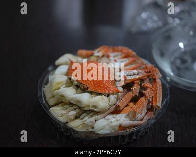 Viande de crabe cuite à la vapeur de crabe bleu Banque D'Images