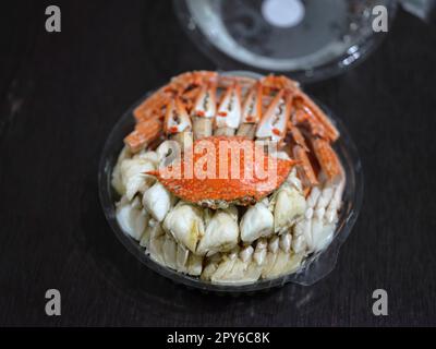 Viande de crabe cuite à la vapeur de crabe bleu Banque D'Images