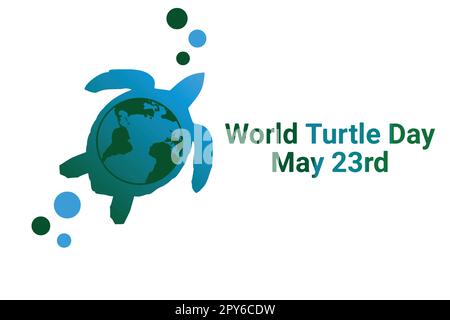 Journée mondiale des tortues. 23 mai. Concept de vacances. Modèle pour arrière-plan, bannière, carte, affiche avec inscription de texte. Illustration vectorielle. Illustration de Vecteur