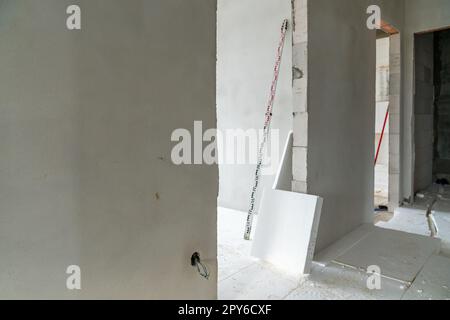 isolation des sols avec du polystyrène pour le chauffage au sol Banque D'Images