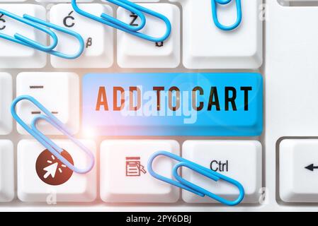 Légende de présentation Ajouter au panier. Vitrine d'affaires achat en ligne e-commerce des technologies modernes à acheter Banque D'Images