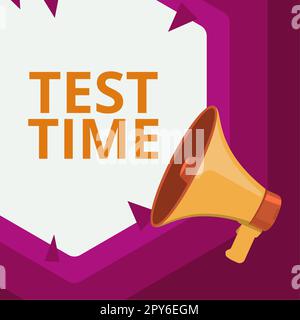 Symbole de texte indiquant l'heure du test. Moment de concept d'entreprise pour passer un examen leçon de connaissance de niveau apprise Banque D'Images