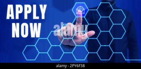 Affiche inspiration s'inscrire maintenant. Internet concept exhortant tout le monde à envoyer une lettre de candidature pour rejoindre l'adhésion Banque D'Images