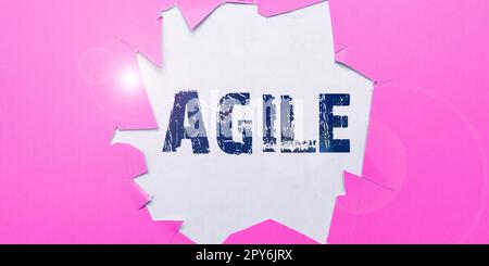 Écriture affichage de texte Agile. Concept Internet approche particulière de la gestion de projet qui est utilisée dans le logiciel Banque D'Images