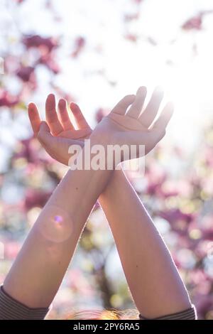 Gros plan sur la photo de concept de mains-up Banque D'Images