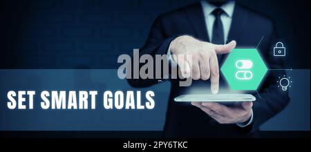 Affichage conceptuel définir des objectifs intelligents. Mot pour établir des objectifs réalisables faire de bons plans d'affaires Banque D'Images
