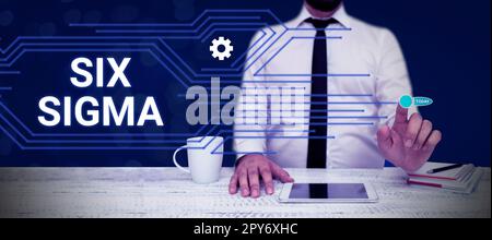 Légende de texte présentant six Sigma. Techniques de gestion de la vue d'ensemble de l'entreprise pour améliorer les processus métier Banque D'Images