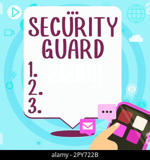 Écriture affichant le texte Security Guard. Outils d'idées d'entreprise utilisés pour gérer plusieurs applications de sécurité Banque D'Images