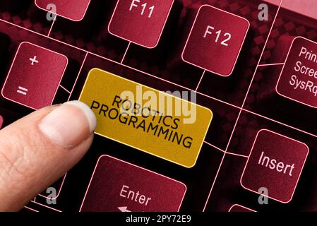 Programmation de robotique de texte d'écriture. Logiciel photo conceptuel utilisé pour effectuer des tâches autonomes Banque D'Images