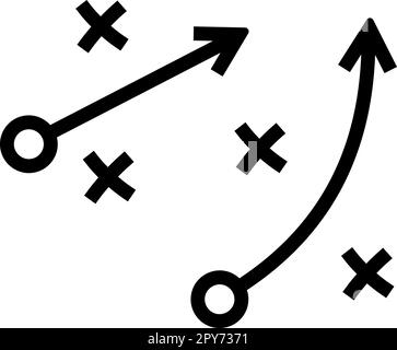Icône linéaire des flèches directionnelles et des croix comme concept de stratégie Illustration de Vecteur
