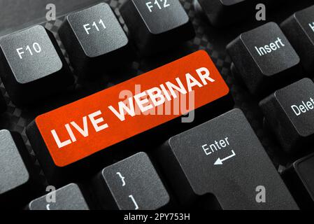 Légende du webinaire en direct. Approche commerciale Séminaire interactif transmis sur le Web en temps réel Banque D'Images