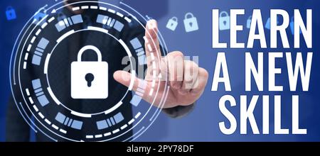 Légende conceptuelle apprendre Une nouvelle compétence. Connaissance de l'acquisition de concept d'Internet par l'expérience d'étude étant enseignée Banque D'Images