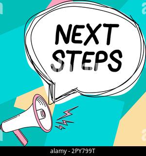 Affichage conceptuel étapes suivantes. Nombre d'idées commerciales du processus à réaliser après la planification actuelle Banque D'Images