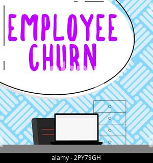 Inspiration montrant le taux de désabonnement des employés. Le taux de changement des postes de travail existants est perdu et de nouveaux postes sont ajoutés Banque D'Images