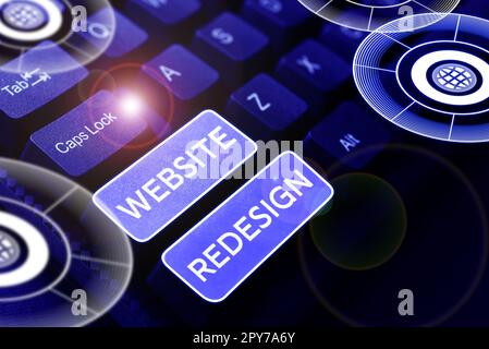 Légende de texte présentant la refonte du site Web. Vitrine d'affaires modernisez l'améliorateur ou evamp l'aspect et la sensation de votre site Web Banque D'Images