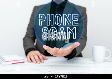 Inspiration montrant l'enseigne téléphone Scam. Présentation de l'entreprise recevoir des appels indésirables pour promouvoir des produits ou des services télévente Banque D'Images