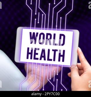 Affiche textuelle indiquant World Health. Aperçu de l'entreprise Journée mondiale d'action dédiée à la lutte contre la faim dans le monde Banque D'Images