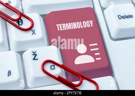 Terminologie de la légende conceptuelle. Approche commerciale termes utilisés avec une application technique particulière dans les études Banque D'Images