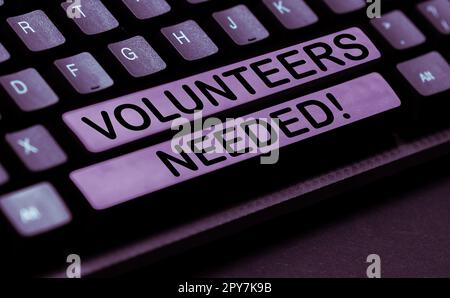 Texte d'écriture volontaires nécessaires. Concept d'entreprise social Community Charity Volunteerism Banque D'Images