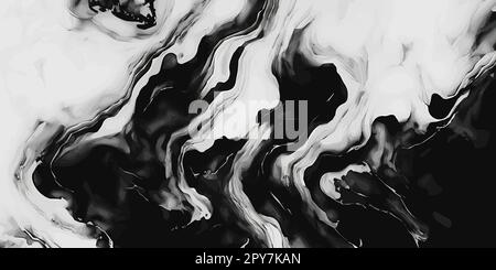 Fond de vecteur de texture de marbre noir et blanc. Effet d'encre à l'alcool. Des vagues liquides et des gouttes de luxe toile de fond. Fluide abstrait Monochrome Illustration de Vecteur