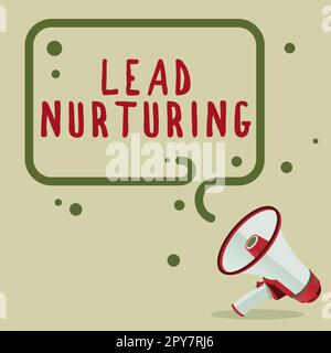 Texte indiquant le lead nourricier de l'inspiration. Méthode de présentation commerciale pour établir une relation avec des clients potentiels Banque D'Images