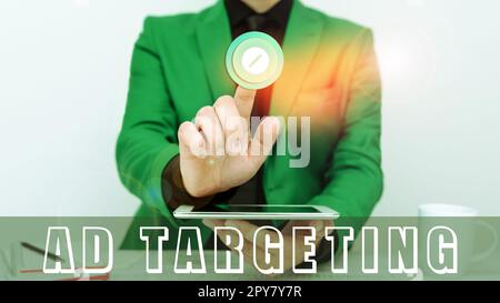 Légende conceptuelle ciblage publicitaire. Les présentations d'entreprise ciblent les publics les plus réceptifs avec certains traits de caractère Banque D'Images