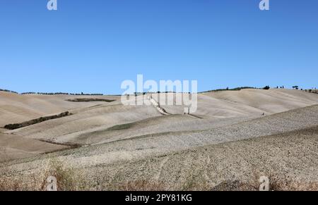 Le paysage rural près de San Quirico en Toscane. Banque D'Images