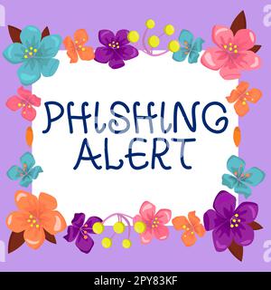 Affiche indiquant une alerte de phishing. Approche commerciale consciente de la tentative frauduleuse d'obtention d'informations sensibles Banque D'Images